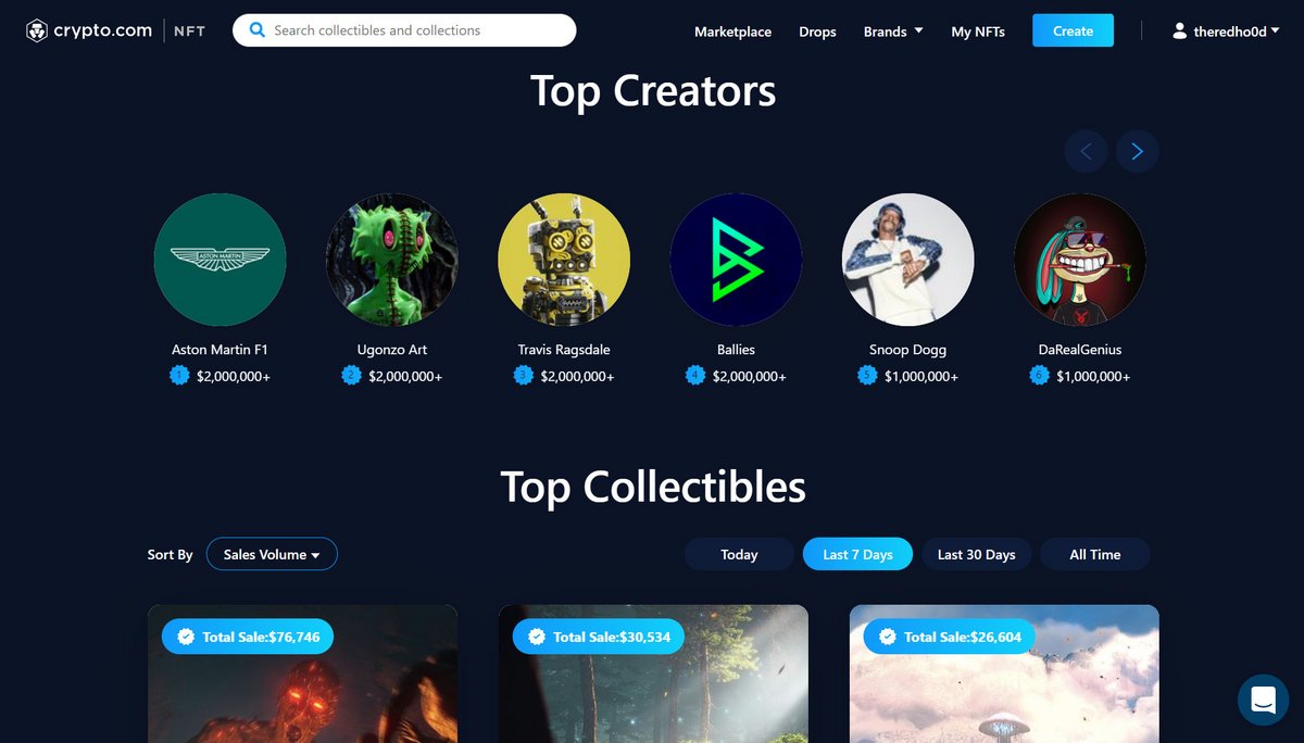 top createur crypto.com nft