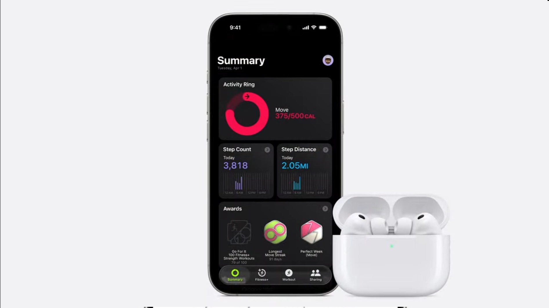 Grosse nouveauté, les AirPods Pro 3 vont pouvoir surveiller votre activité physique et votre état de santé via des capteurs cardio et de température. Et ça, vous ne l'avez pas sur l'ancienne génération d'écouteurs AirPods Pro... ©Clubic