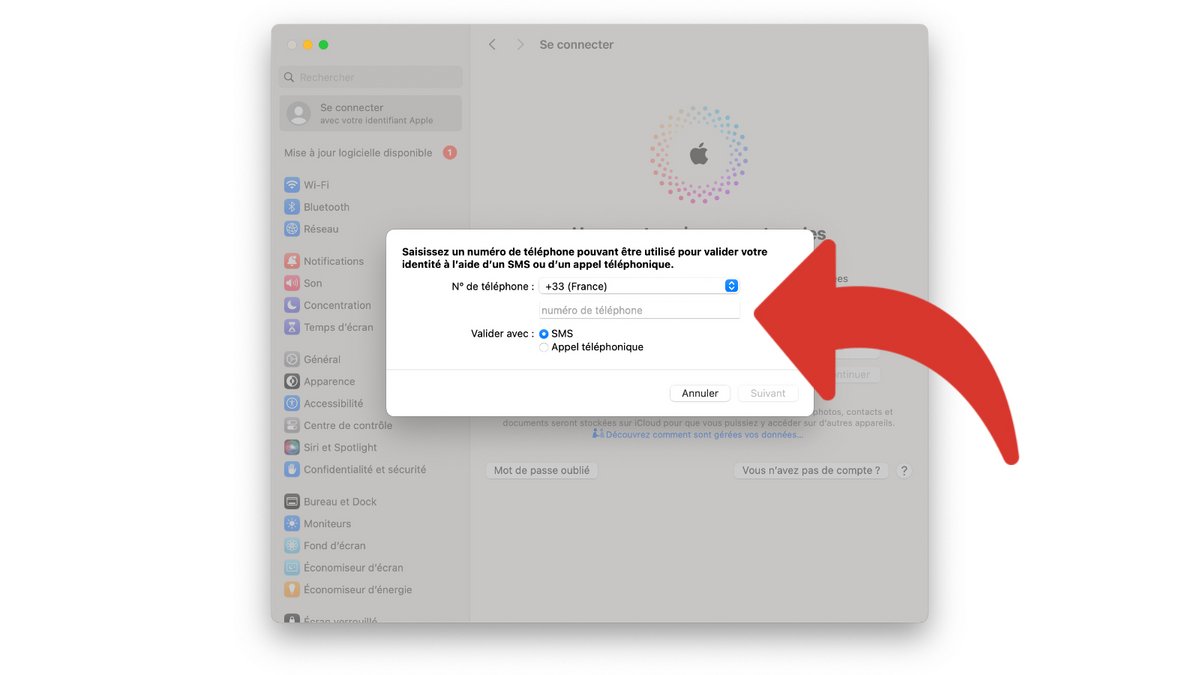iCloud - Numéro de téléphone Création de compte macOS © Clubic.com