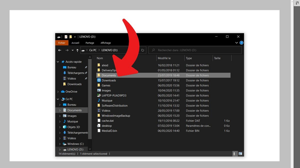 Windows 10 afficher documents