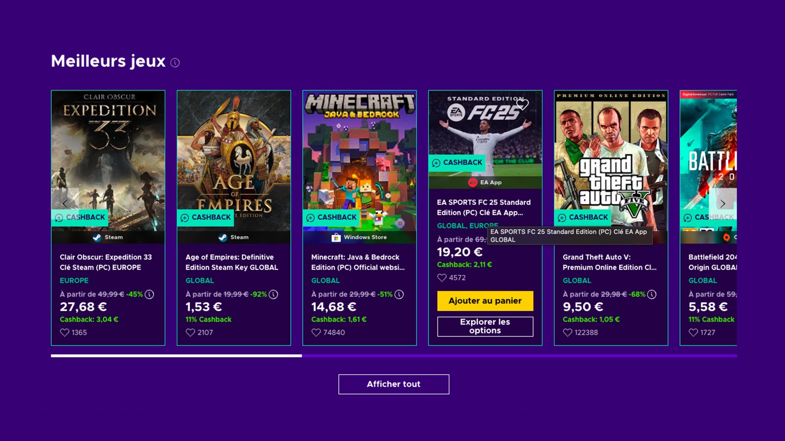 Eneba séduit par ses prix compétitifs et son large choix de clés de jeux pour PC et consoles, issus de vendeurs vérifiés ©Eneba