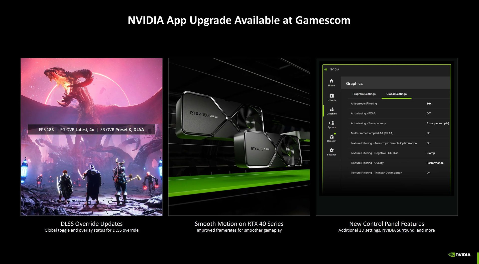 La promesse faite en juillet, tenue pour la GamesCom. ©NVIDIA