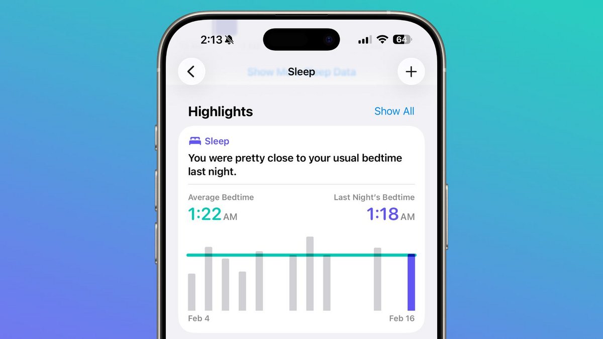À l'instar du suivi des nombres de pas, ce nouveau segment de l'application Santé vous donne les tendances sur votre sommeil. © MacRumors