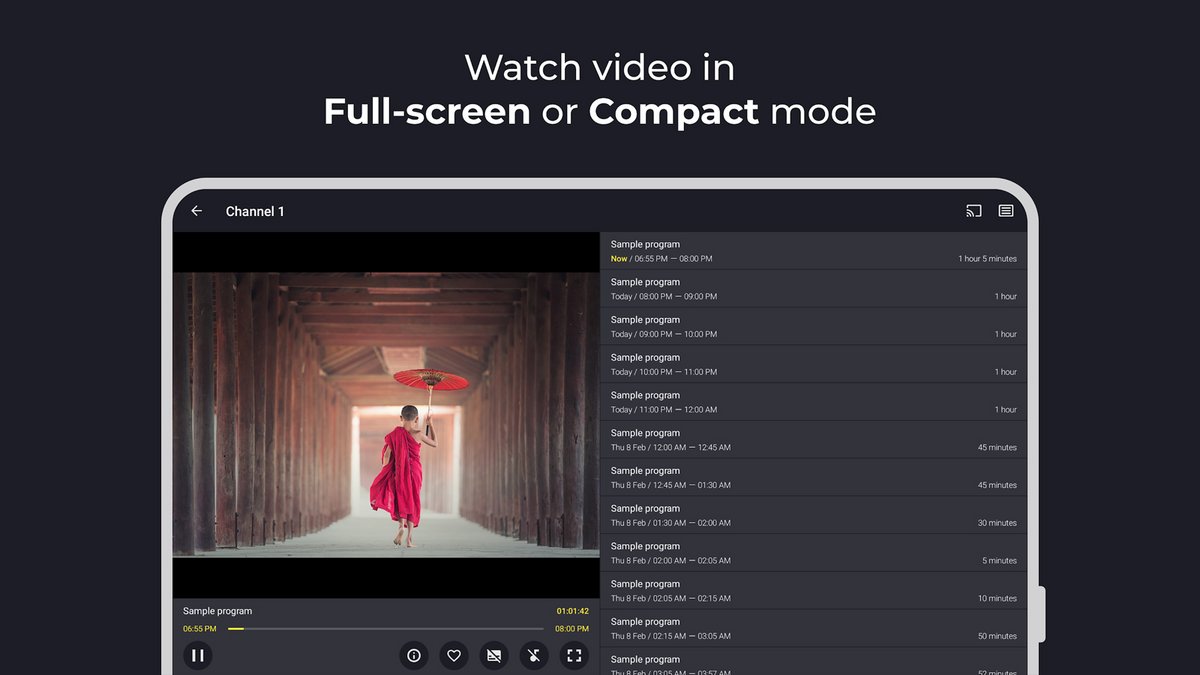 Televizo permet de programmer des rappels via l’EPG afin de recevoir des notifications avant la diffusion de vos programmes IPTV et de planifier facilement votre visionnage - © Televizo