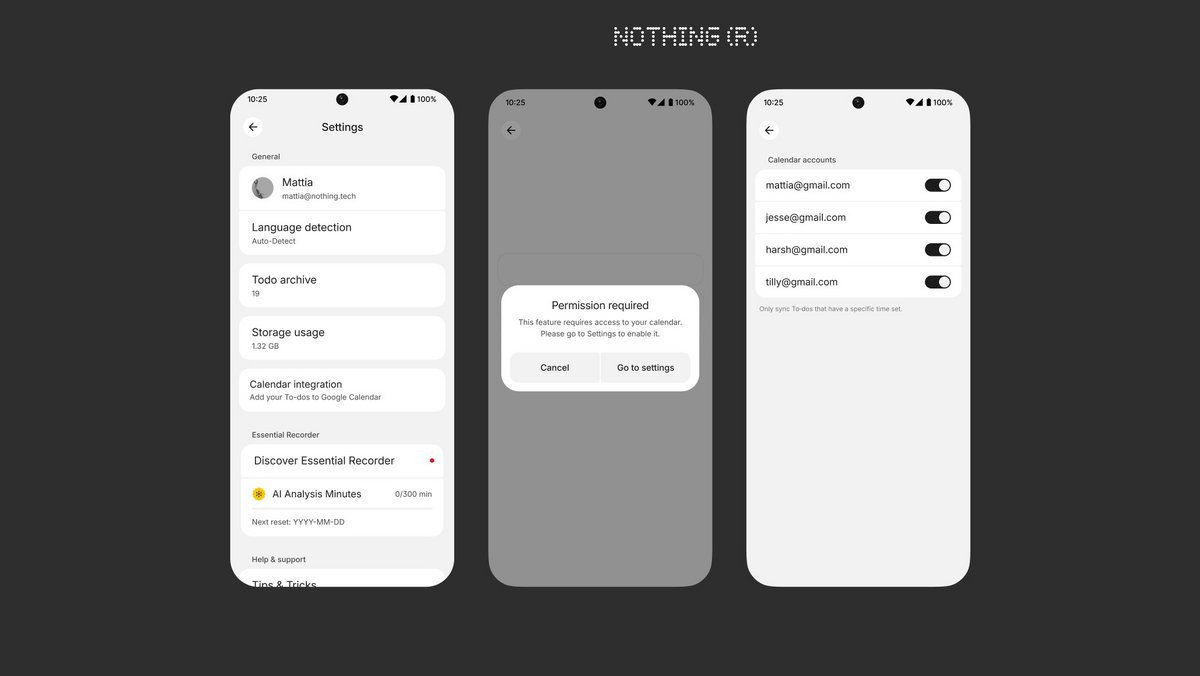 L'interface permettant de lier son compte Google à l'Essential Space. © Nothing
