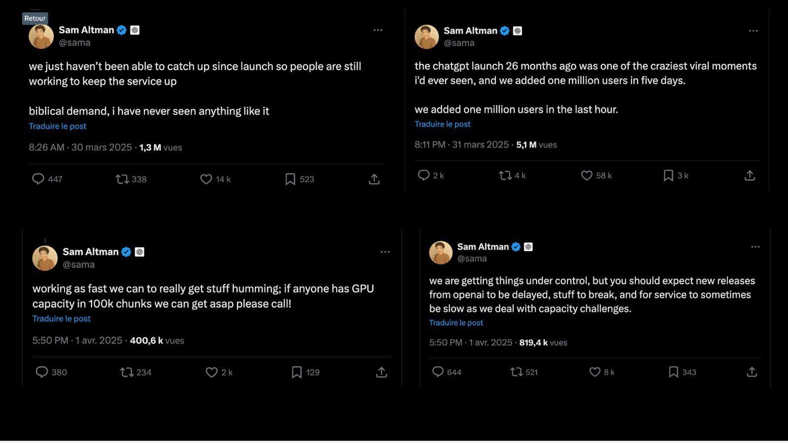 OpenAI dépassé par les évènements. ©Sam Altman / X.com