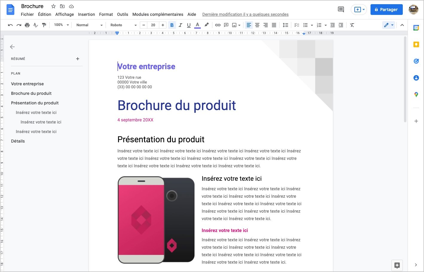 Google Workspace - Document ouvert dans l'outil Docs ©Google