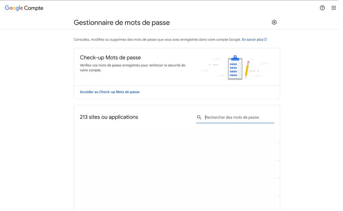 Vérifiez régulièrement votre gestionnaire de mots de passe Google. ©Google