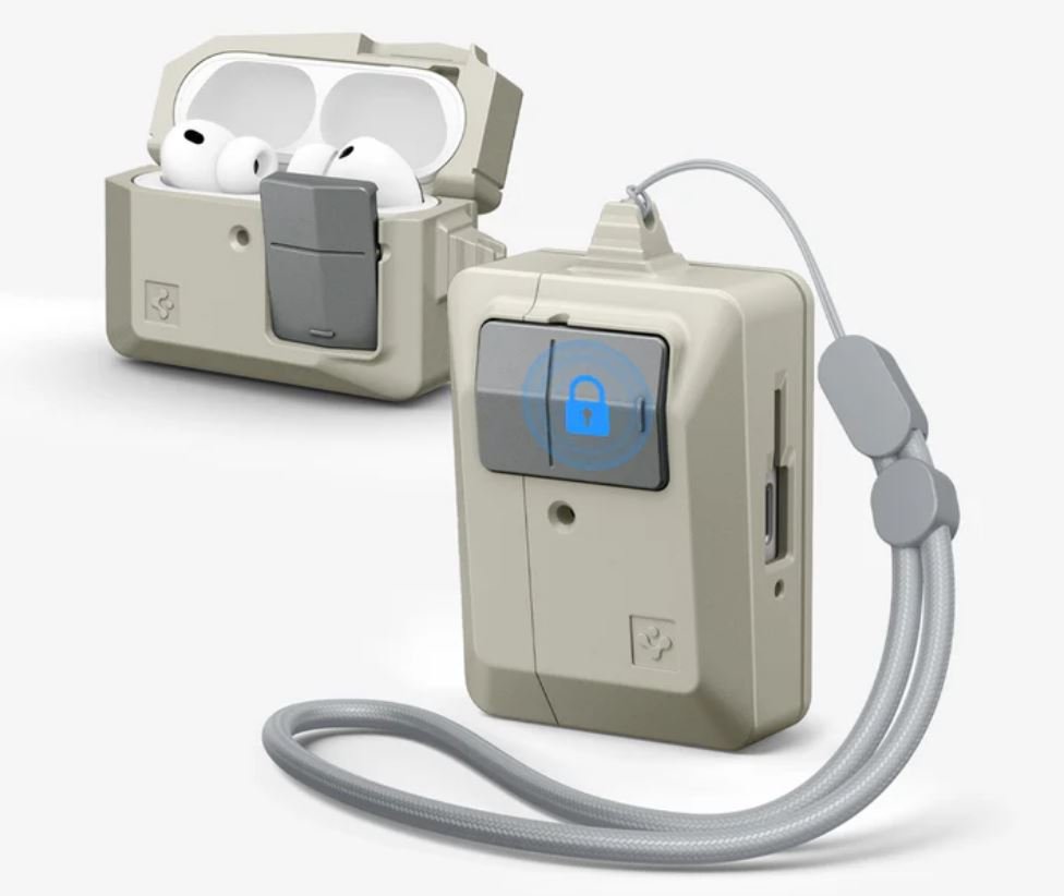 L'accessoire signé Spigen vient envelopper le boitier de charge Apple d'origine. ©Spigen