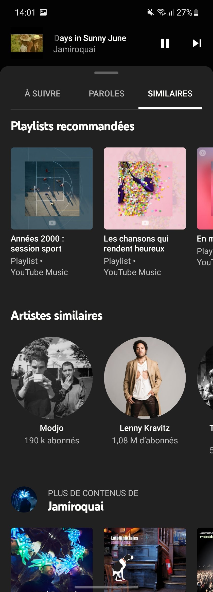 YouTube Music - Des recommandations sur mobile