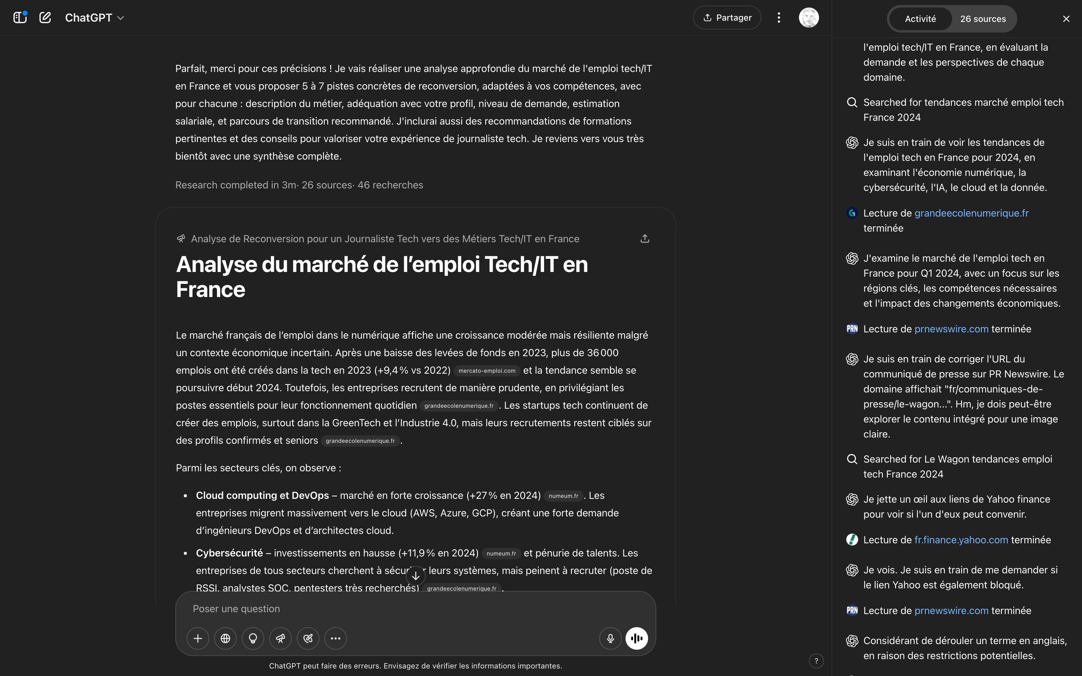 Les recherches web de ChatGPT sont génératrices de trafic pour de nombreux sites... sans rémunération en retour. © Naïm BADA pour Clubic
