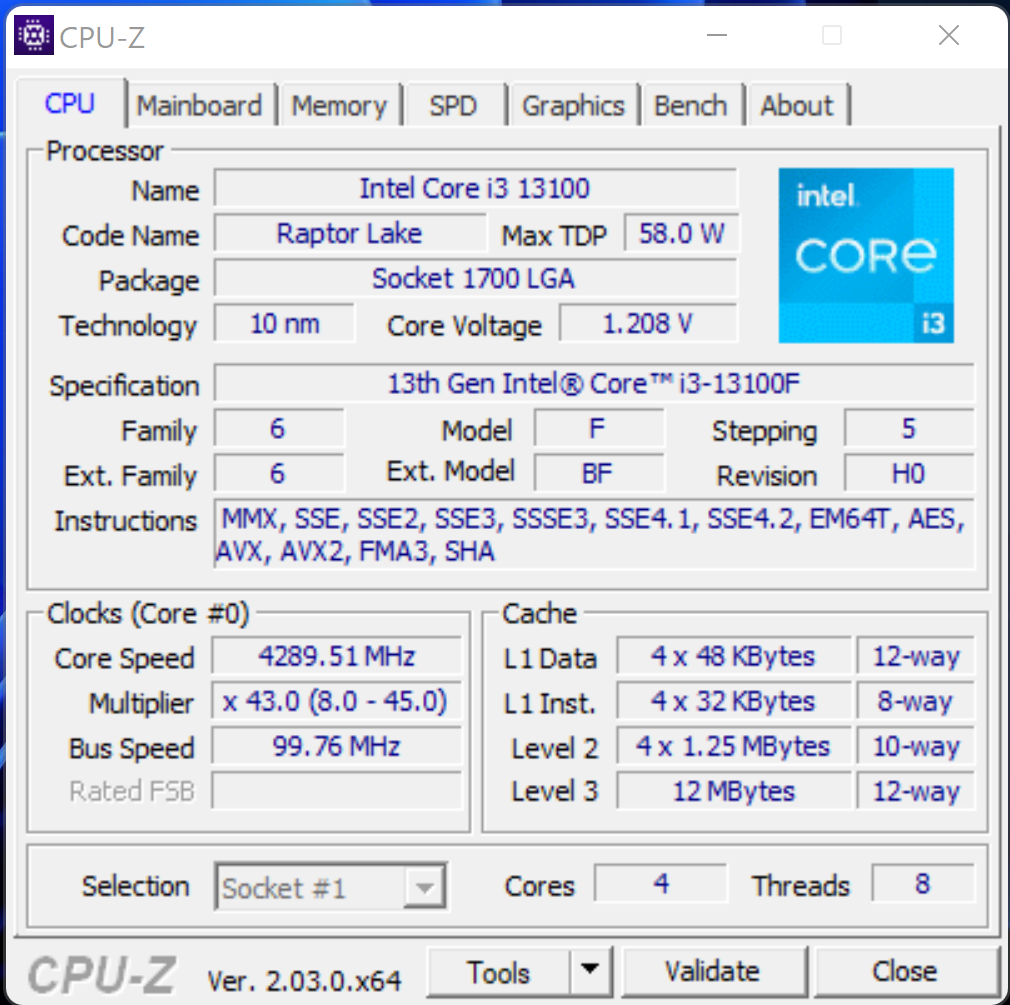 Intel Core i3-13100F