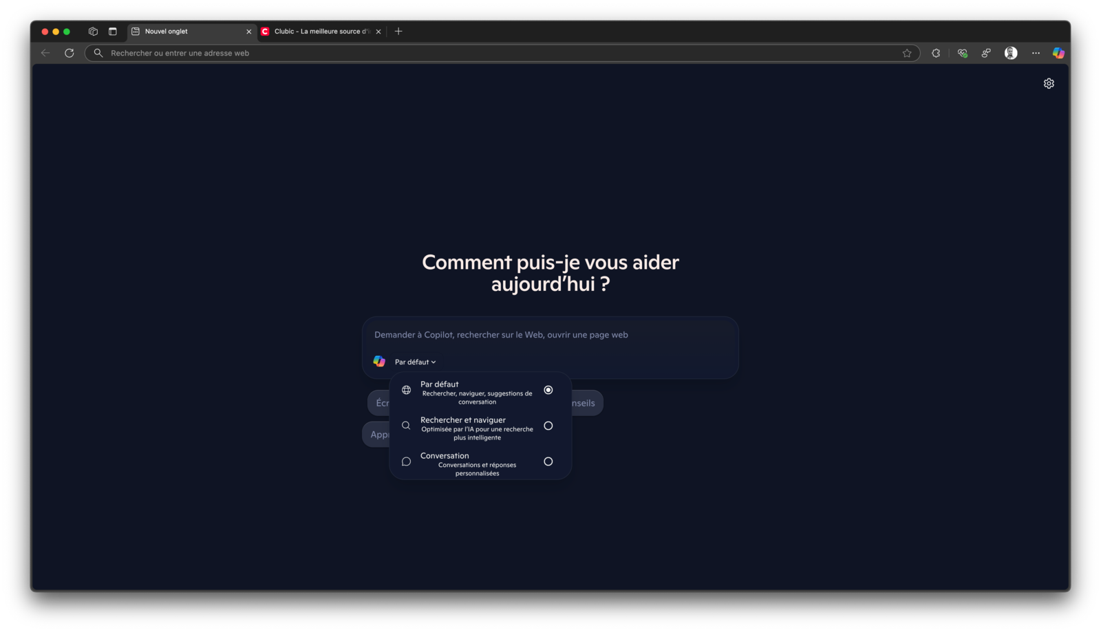 Microsoft Edge New Tab page
