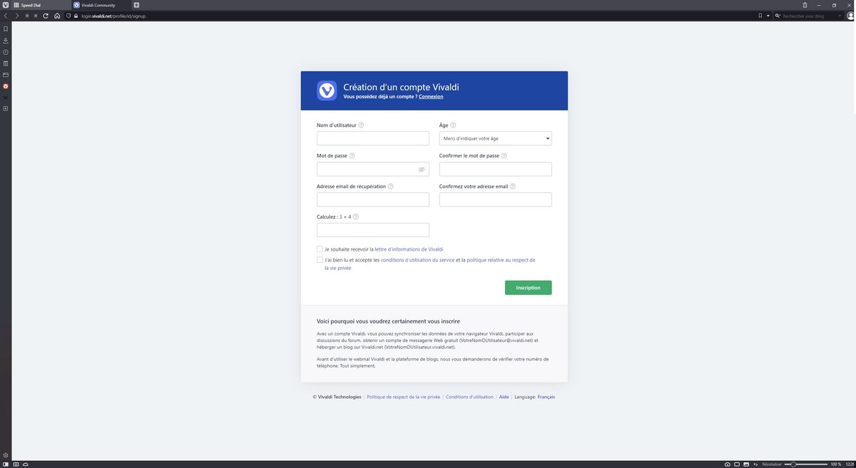 Vivaldi compte