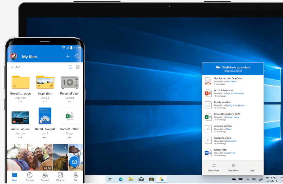 Microsoft OneDrive - Interface pc et mobile - @ Microsoft