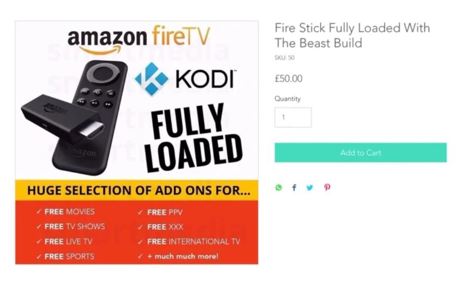 Voilà un exemple de Fire TV "fully loaded' avec Kodi, en vente sur internet