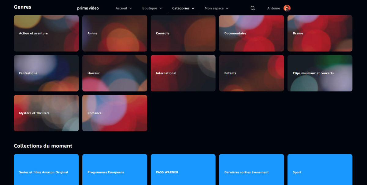 Prime Video - Les catégories pour trouver du contenu