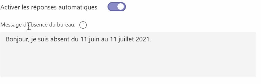 Microsoft Teams Message absence automatique