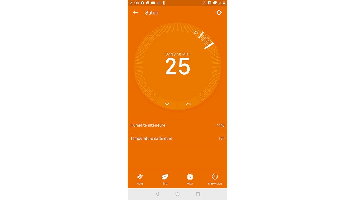 L'interface de l'app est très proche de celle du thermostat