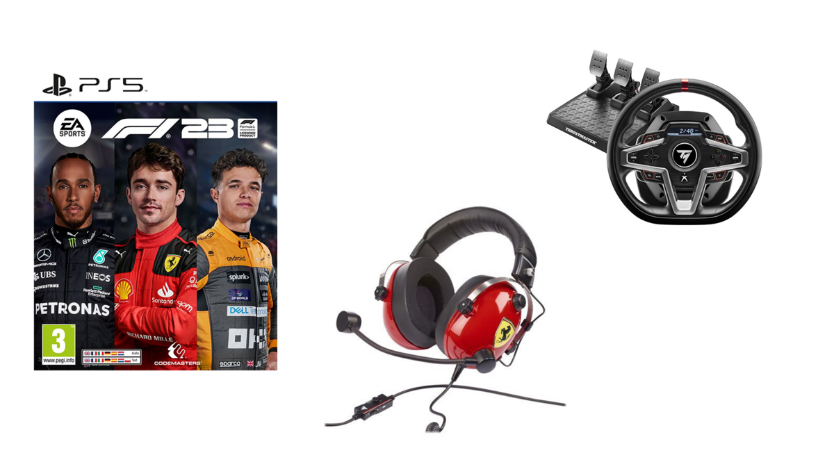 Le jeu F1 23, le volant Thrustmaster T248 et le casque Scuderia