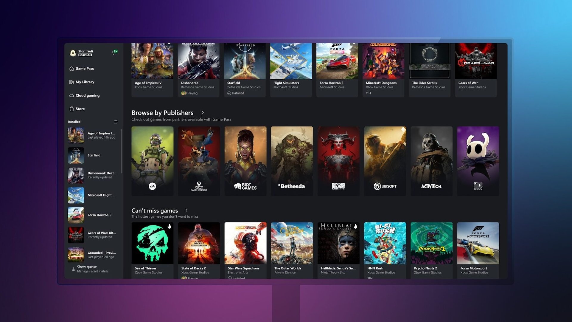 L'interface de l'Xbox PC App sera amenée à largement évoluer. ©Microsoft
