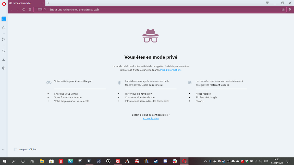 La navigation privée ne conserve rien de votre passage.