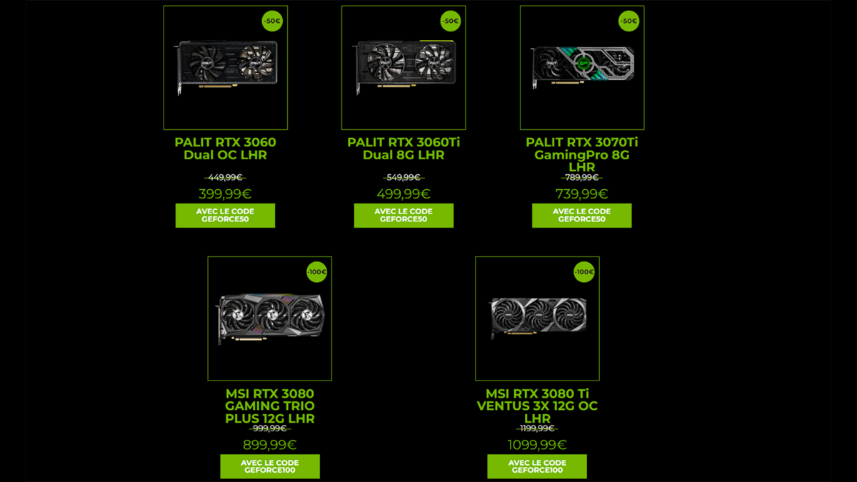 La sélection de cartes graphiques GeForce RTX Cybertek