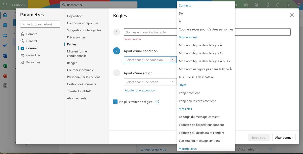 Définissez des règles de tri pour vos e-mails © Microsoft