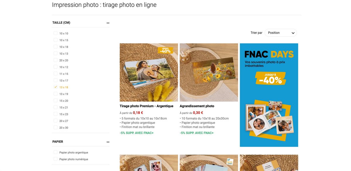 Fnac Photo - De nombreuses dimensions possibles. ©Fnac Darty