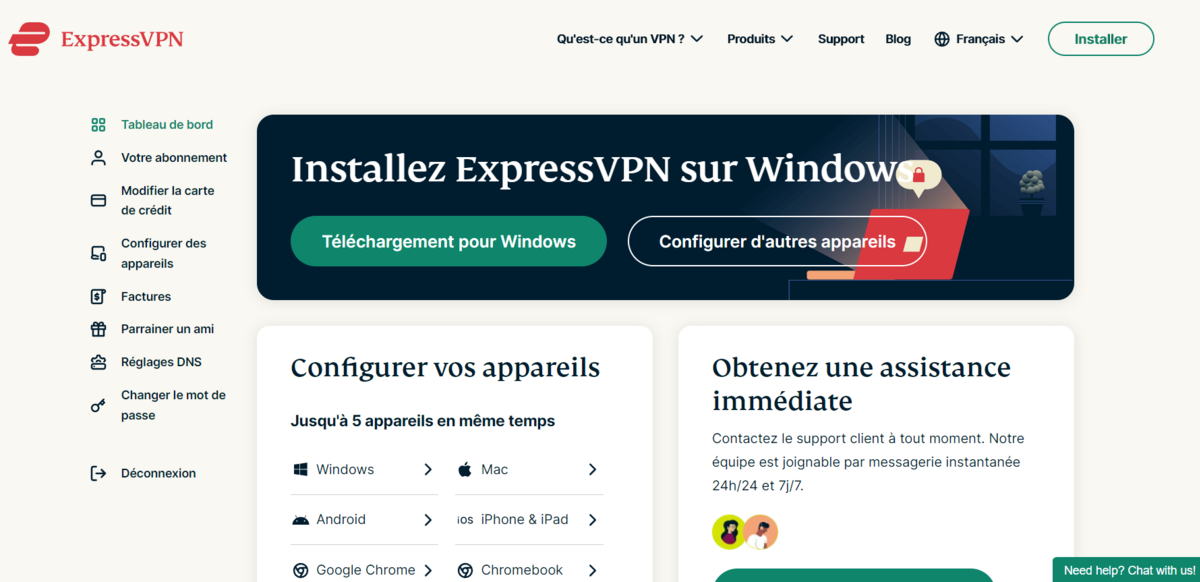 ExpressVPN - La console de gestion en ligne