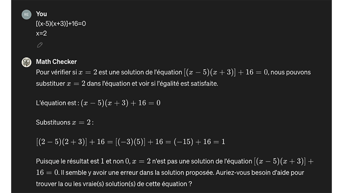 GPT Math Checker © Pascale Duc pour Clubic