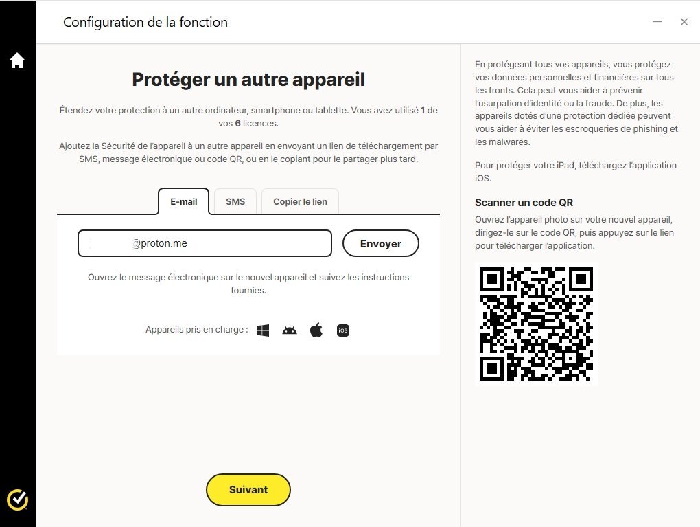 Un QR Code permet d'installer facilement la suite de sécurité sur les terminaux mobiles