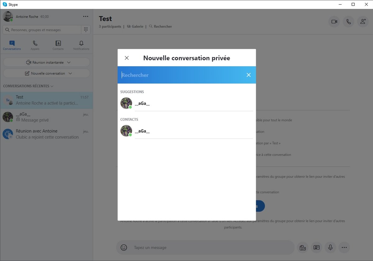 privée Skype