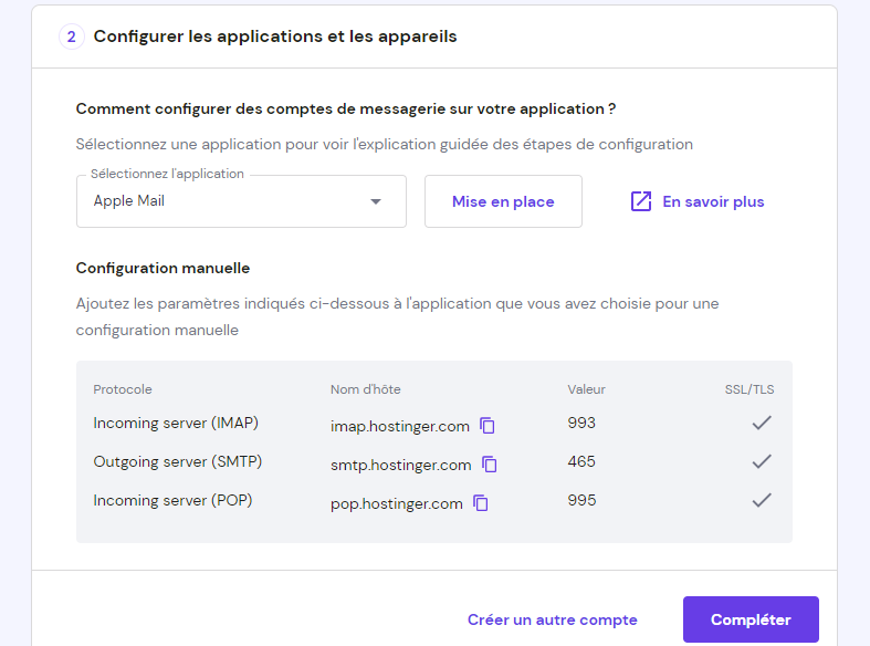 étape 2 : configurer les applications et les appareils pour vos mails