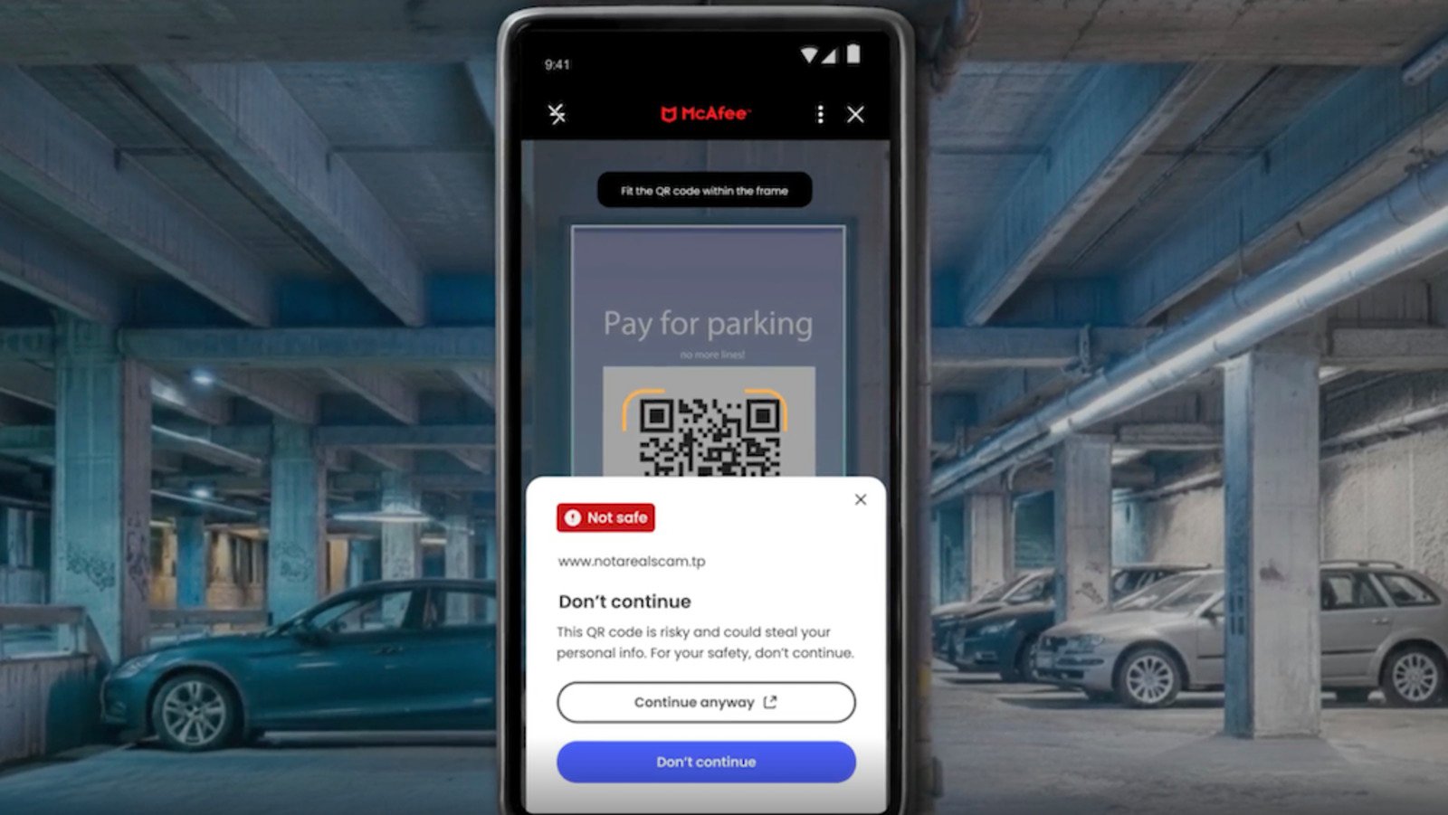 McAfee lance son outil contre le quishing, l'arnaque par QR code. © McAfee