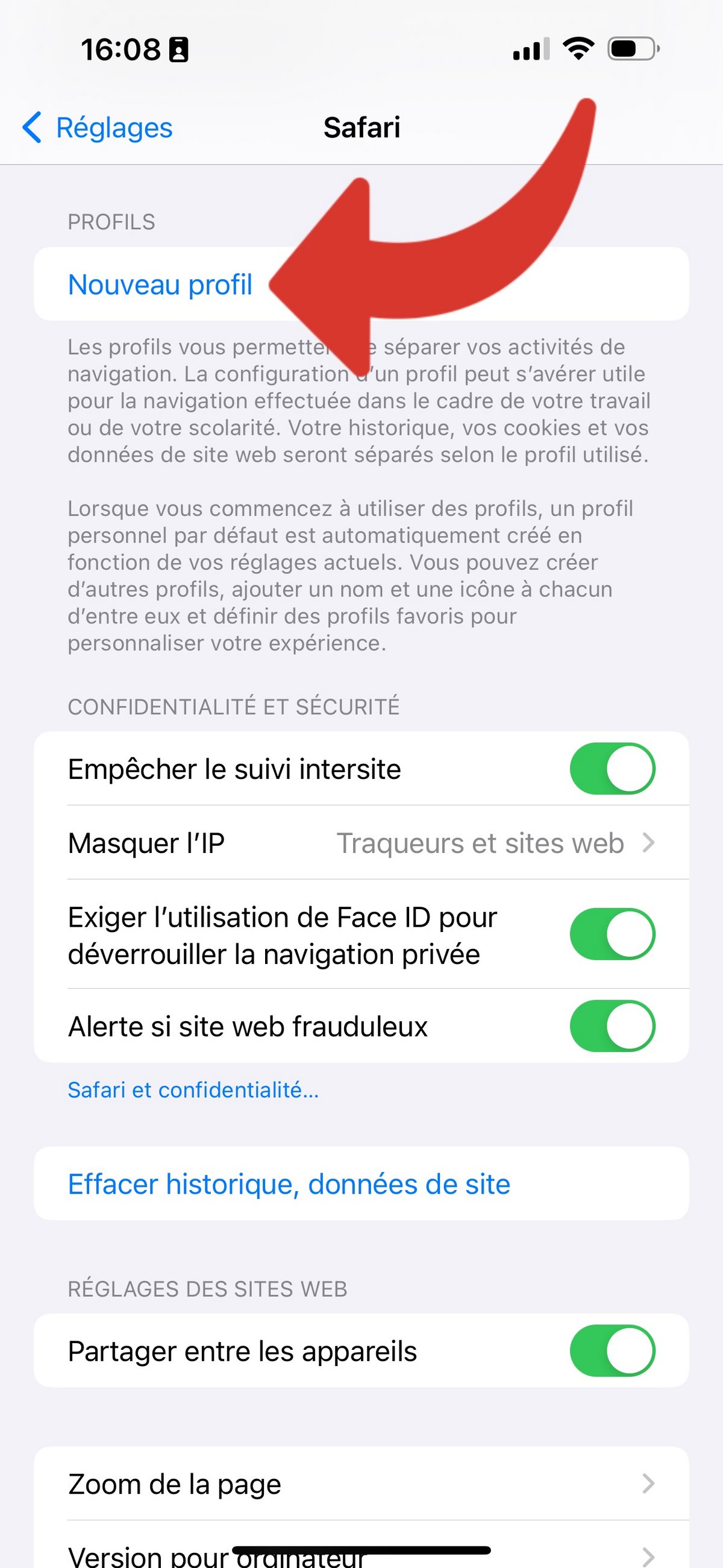 iOS 17 Safari Profil