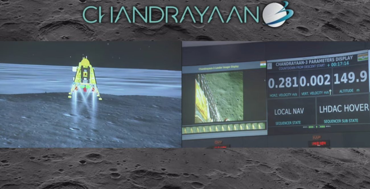La phase finale du freinage, diffusée sur le direct © ISRO