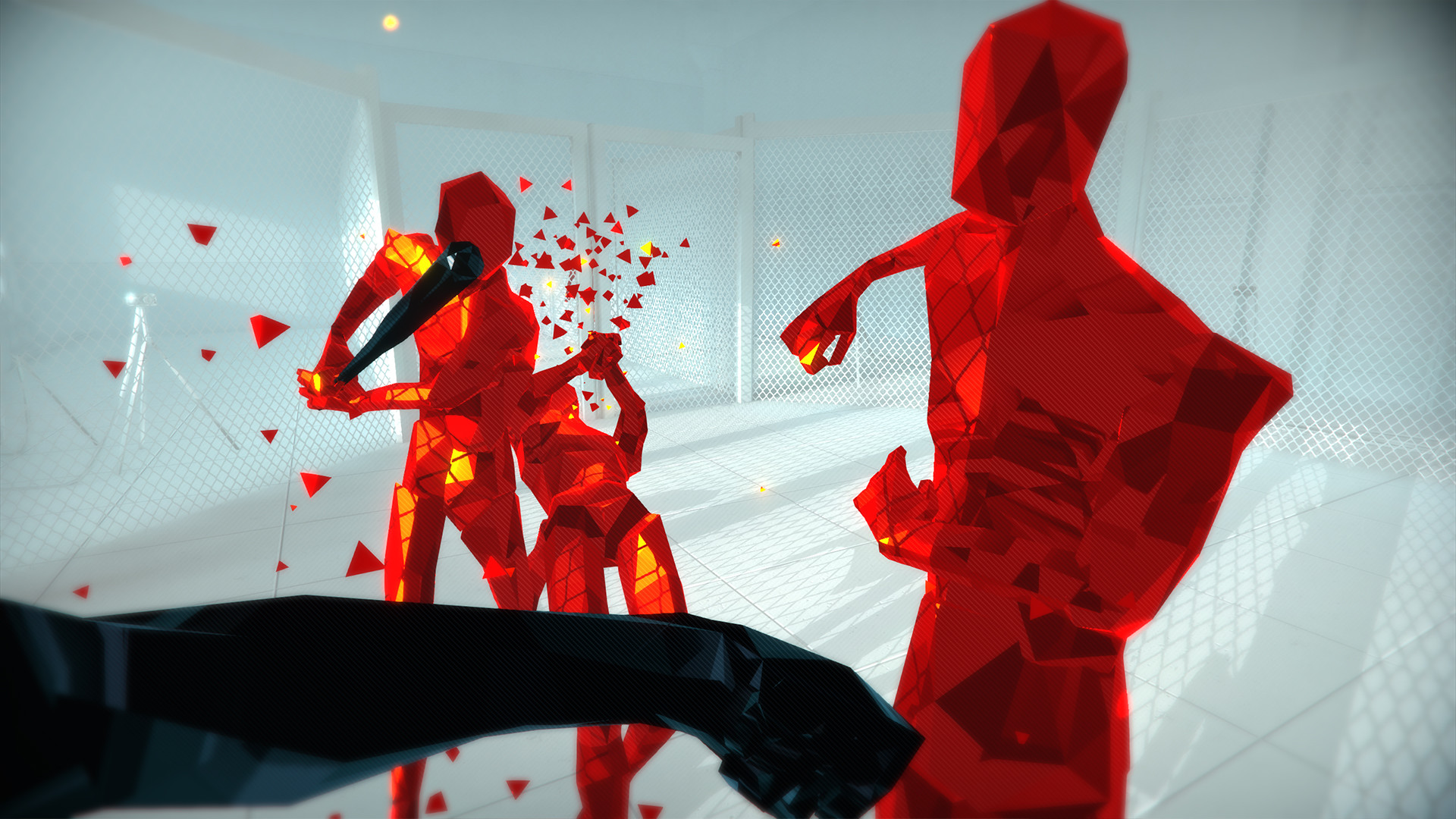 Sur SUPERHOT, le choix de l’action suivante influence directement le déroulé du combat. Chaque mouvement compte, ce qui donne aux affrontements un côté à la fois stratégique et très visuel. © SUPERHOT Team