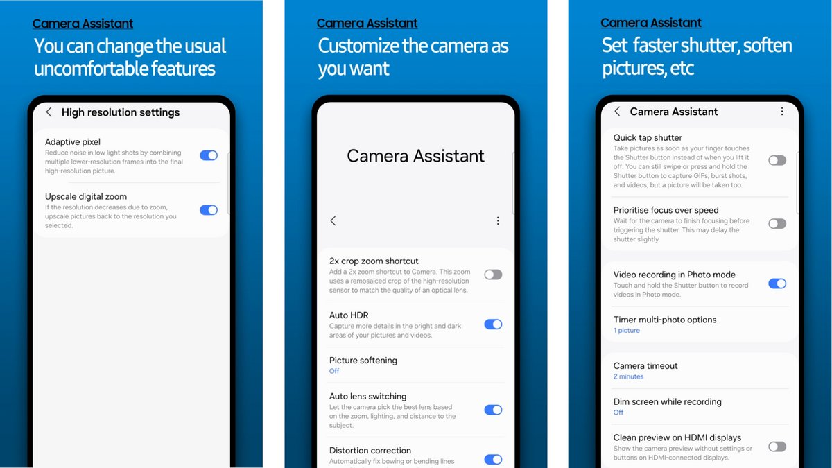 L'app Camera Assistant © Samsung