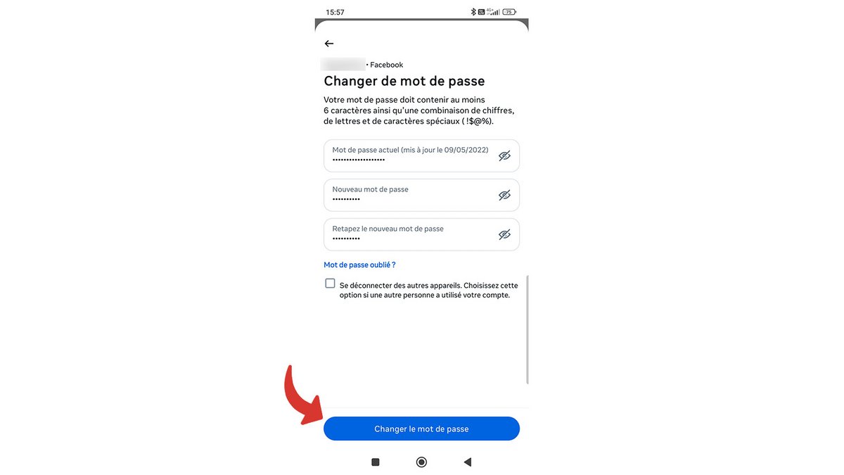 Valider le changement de mot de passe Facebook © Pascale Duc pour Clubic