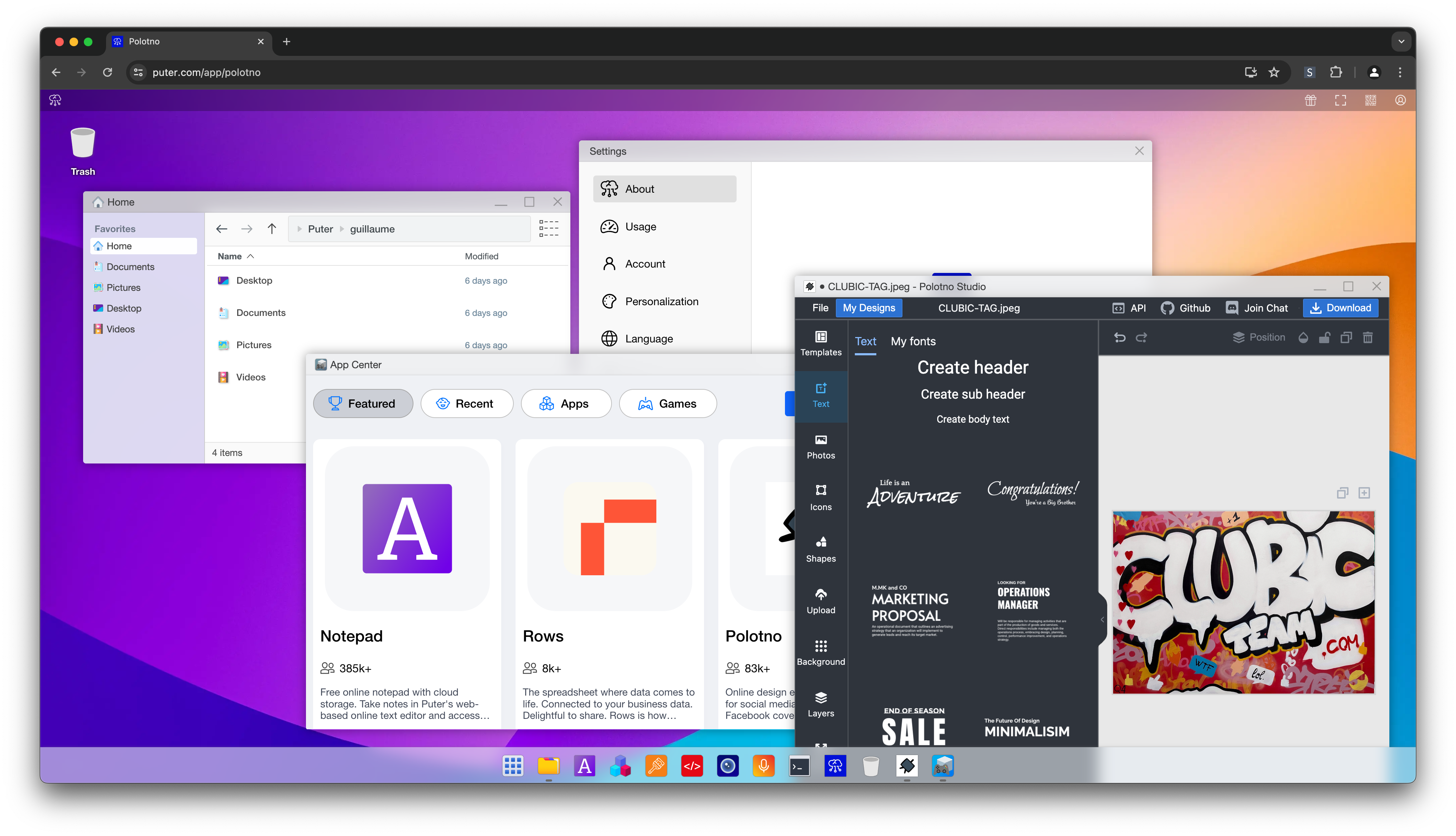 Zoom sur Puter.com, le nouvel OS Web