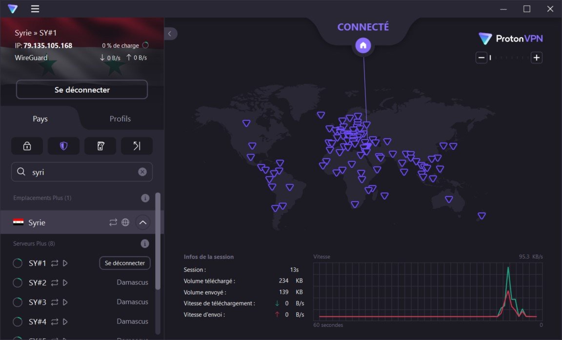 Proton VPN dispose désormais de serveurs gratuits en Syrie © Proton