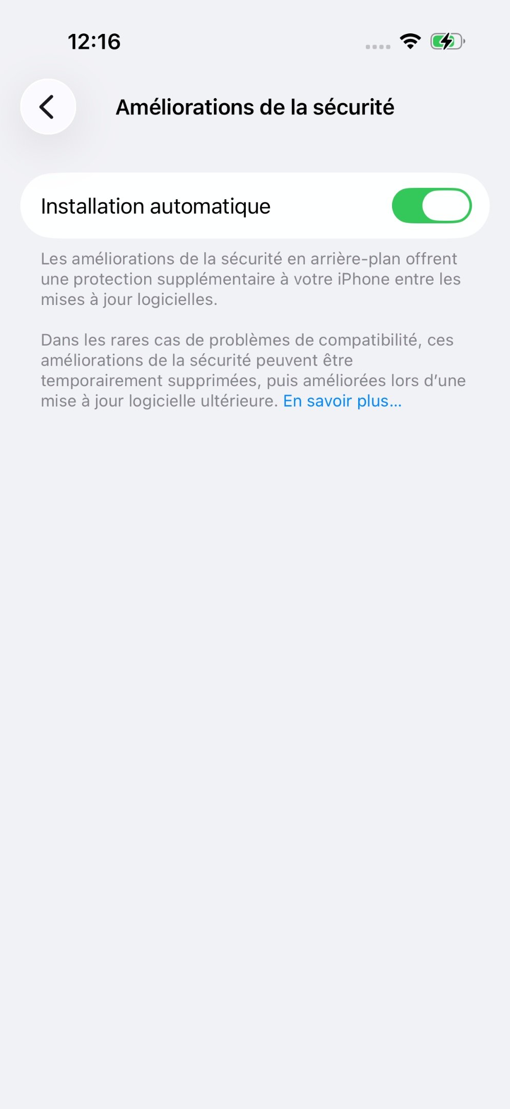 Installation automatique des mises à jour de sécurité