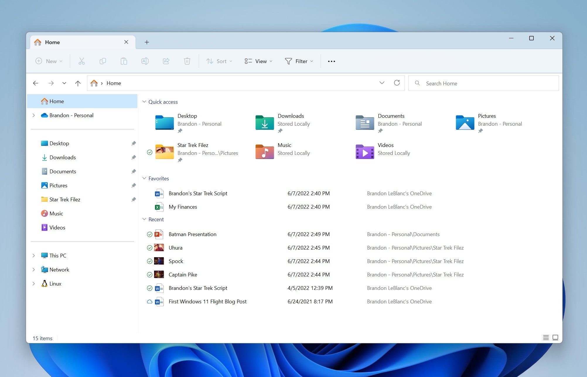 Windows 11 onglets