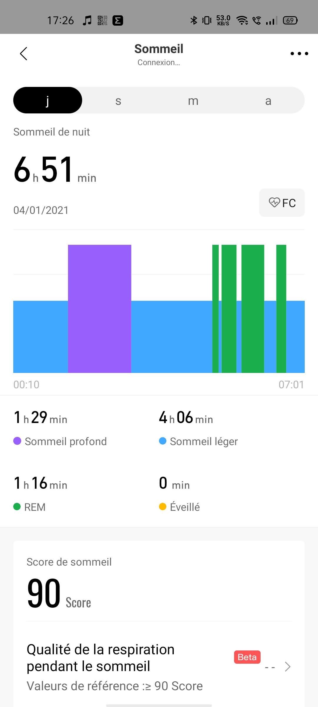 Amazfit GTS 2 - Suivi sommeil