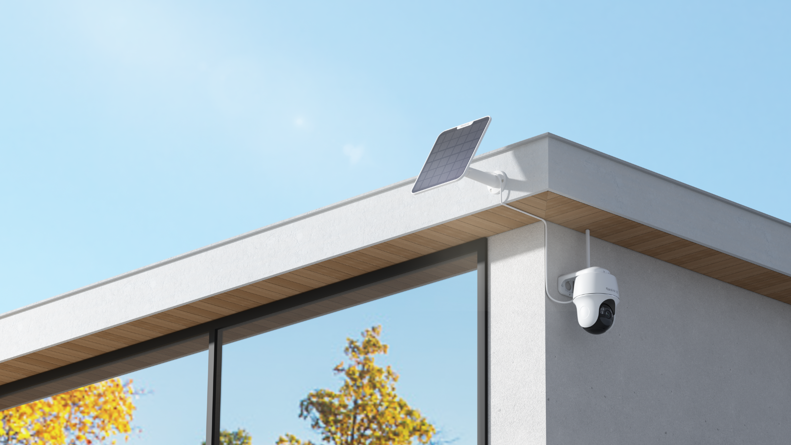 Cette caméra extérieure sur batterie inclut un panneau solaire détachable de 6W. ©Reolink