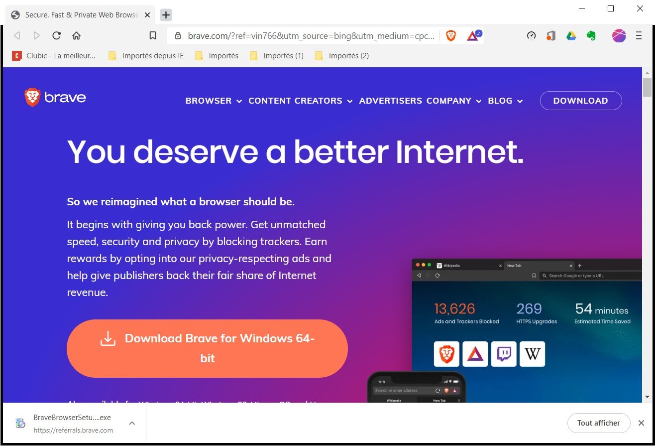 Télécharger Brave sur le site officiel