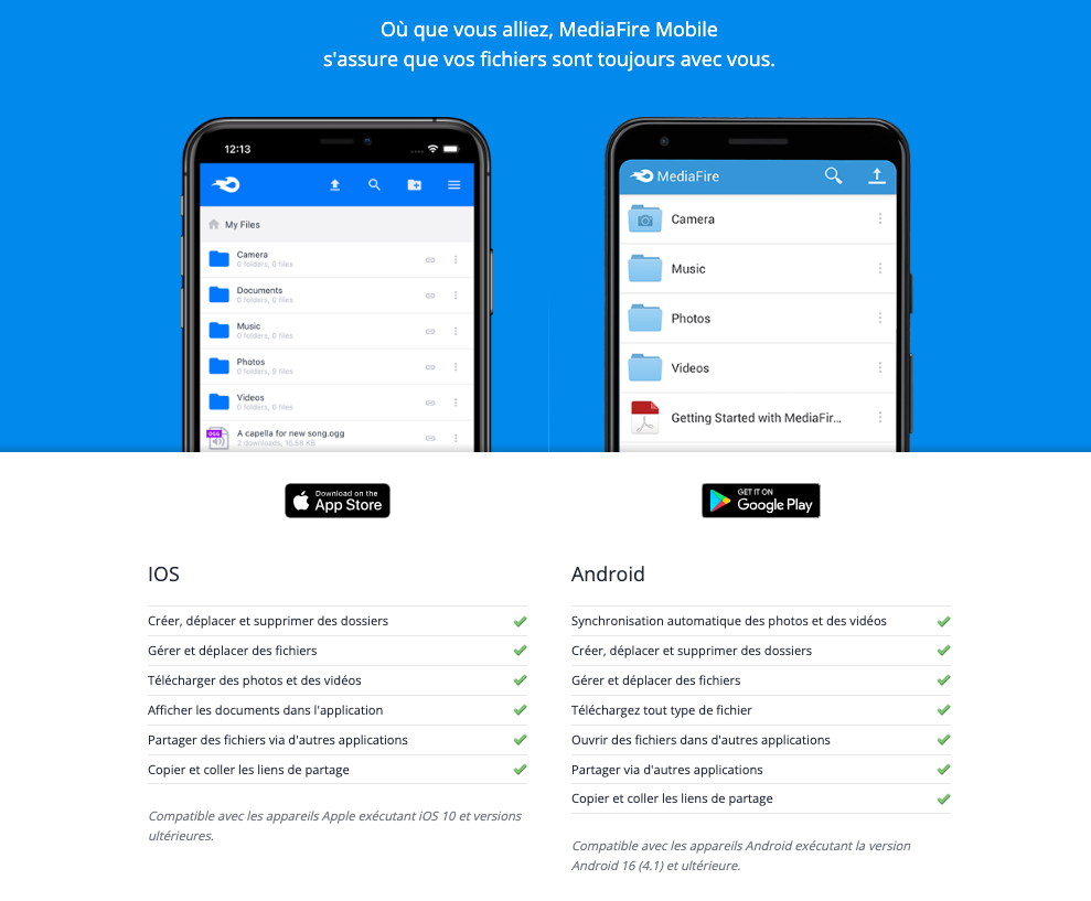 MediaFire, une version Android et iOS