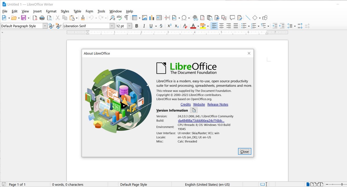 LibreOffice est compatible avec de nombreux formats de fichiers, dont ceux de Microsoft Office. © The Document Foundation