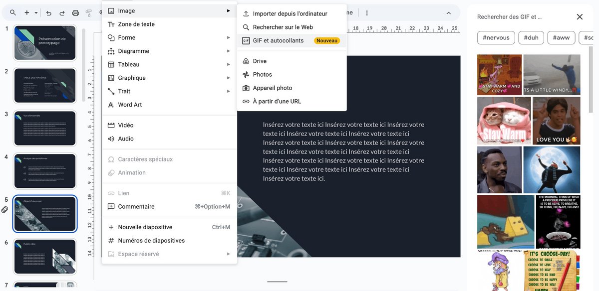 Ajoutez des GIF à votre diaporama © Google